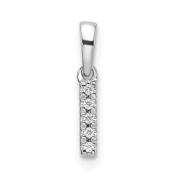 Kazi Luxury 14K White Gold Diamond Letter I Initial with Bail Pendant